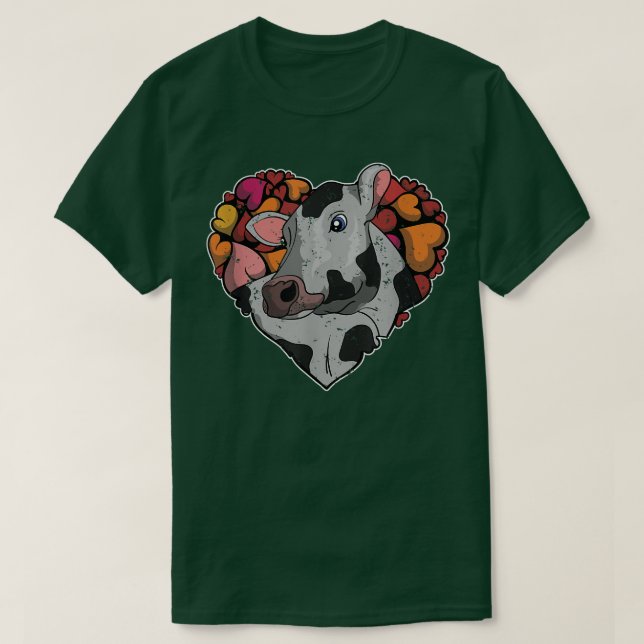 Heart Farm Animal Lover Farmer Cow T Shirt (Design framsida)