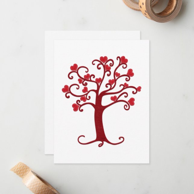 Heart Felt Träd | Valentine | ROMANTIK | Antecknin Anteckningskort (Fram/Back In Situ)