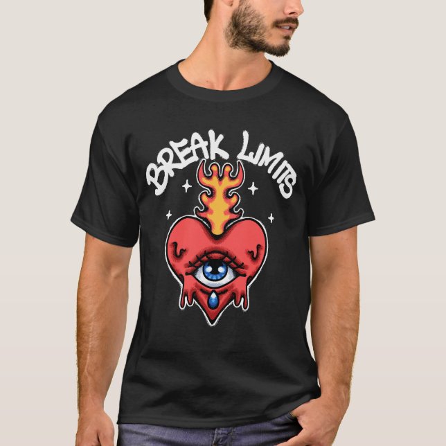 Heart Fiery and Eye streetwear  T Shirt (Framsida)