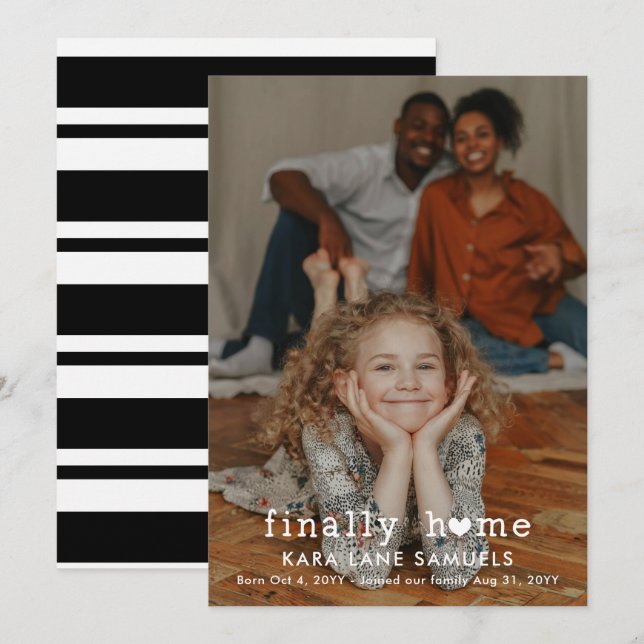 Heart Finally Home Foto Annonsering för Adoption Meddelande (Fram/baksida)