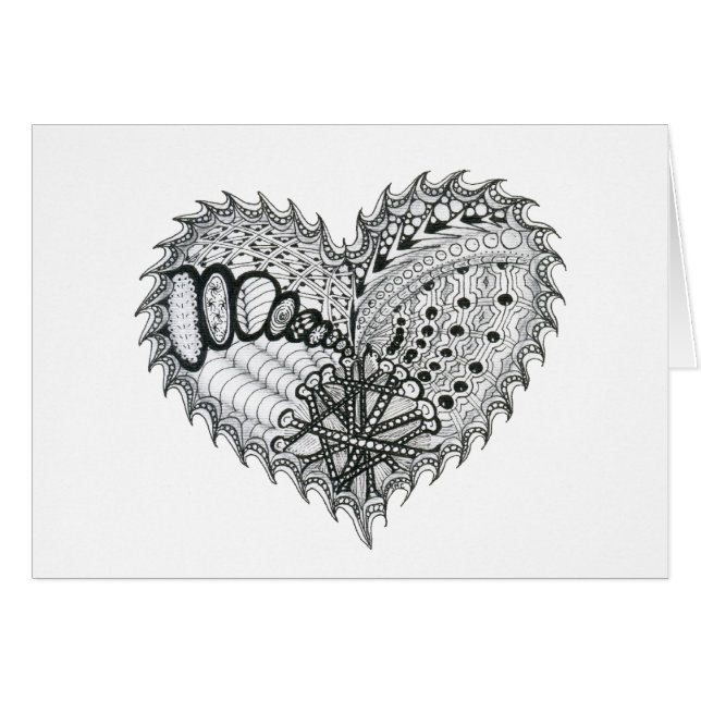 Heart Fire Doodle Hälsningskort (Framsidan Horizontal)