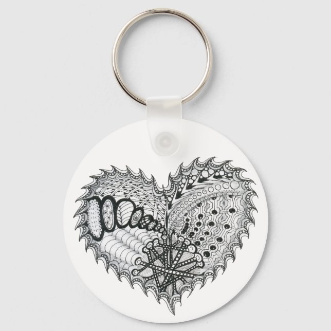 Heart Fire Doodle Nyckelring (Framsida)
