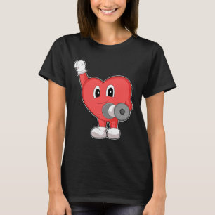 Heart Fitness Dumbbell Sports T Shirt