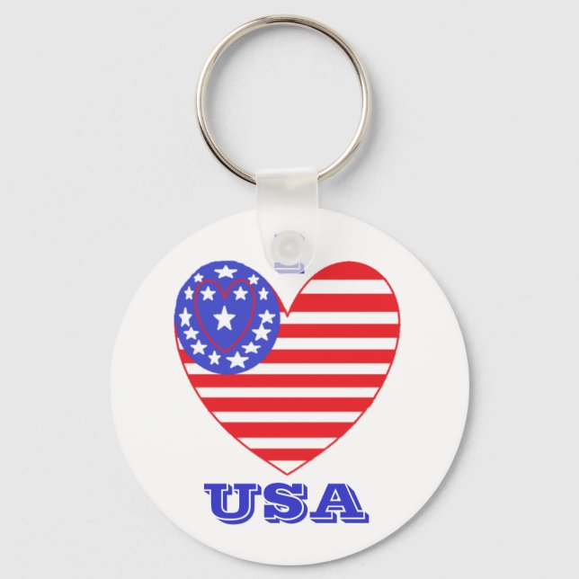 Heart Flagga USA Nyckelring (Framsida)