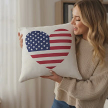 Heart Flagga USA Pillow