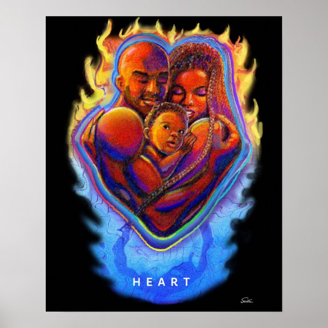 Heart Flame Black Kärlek Poster (Framsidan)