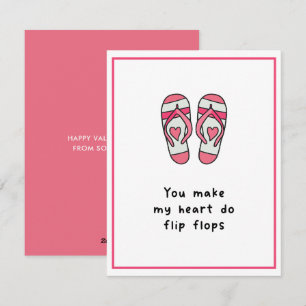 Heart Flinflip flops Cute Rosa Valentines day Julkort