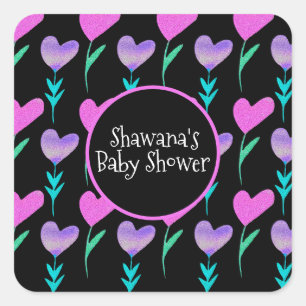 Heart Floral Alla hjärtans dag Baby Shower Fyrkantigt Klistermärke