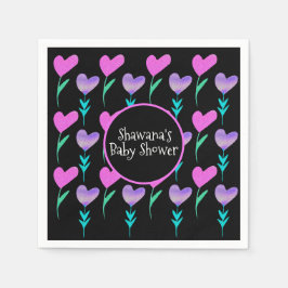 Heart Floral Alla hjärtans dag Baby Shower    Pappersservett