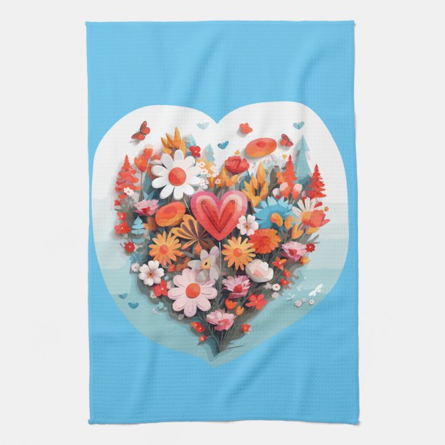 Heart flower kökshandduk (Vertikal)