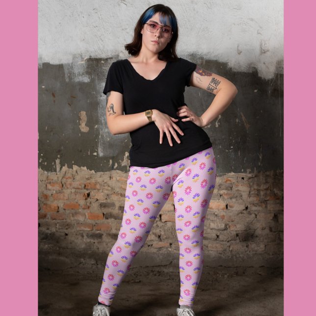 Heart Flowers Mönster Leggings (Skapare uppladdad)