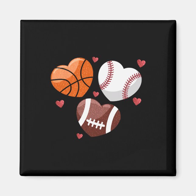 Heart Footll Sketll Sell Valentines day Boys Manar Magnet (Framsidan)