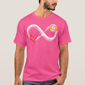 Heart For Billiard Snooker 8 Ball Pool Fan Billiar T Shirt