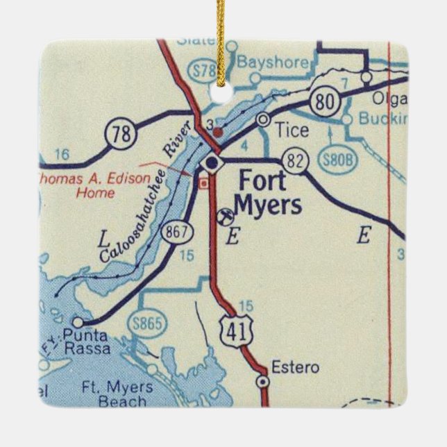 Heart Fort Myers Florida Julgransprydnad Keramik (Baksida)