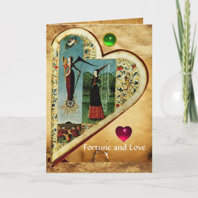 HEART FORTUNE OCH KÄRLEK ALLEGORY Valentine Day Helgkort (Framsida)