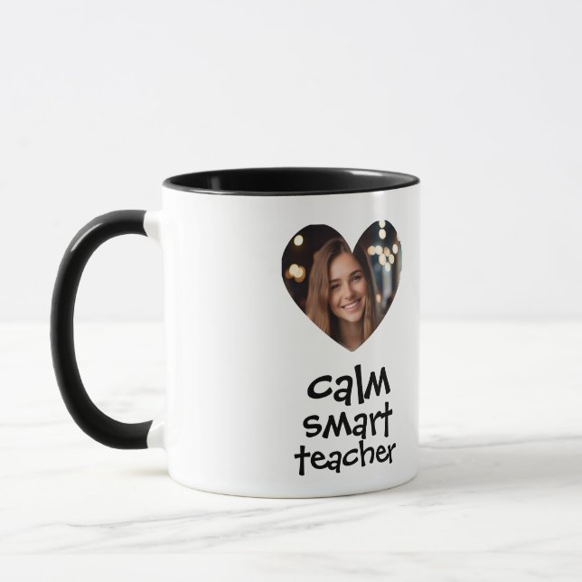 Heart Frame Custom Photo Teacher Mug Mugg (Vänster)