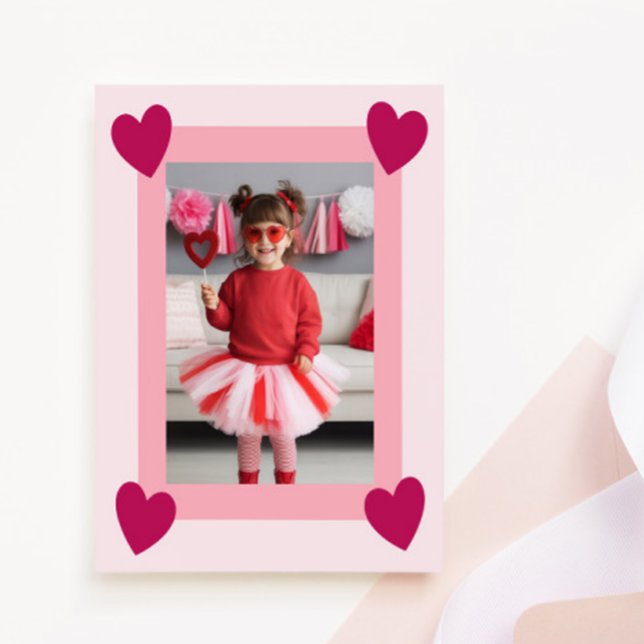 Heart Frame Kid Photo Valentine Card, Child School Anteckningskort (Skapare uppladdad)