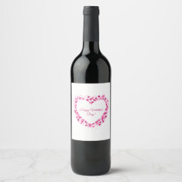 Heart Frame Valentine's Wine Label Vinflaska Etikett