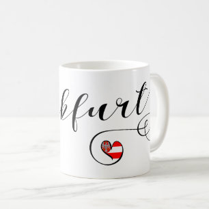 Heart Frankfurt Flagga, Hessen, Tyskland Kaffemugg