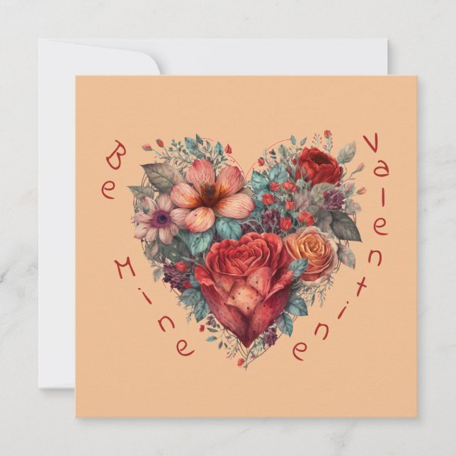 Heart Full of Flowers Vintage Valentine Card (Framsida)