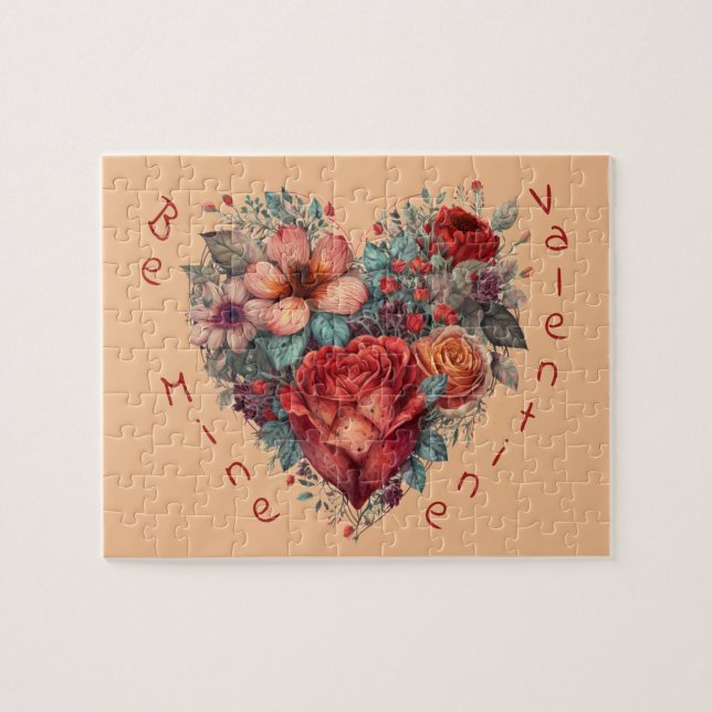 Heart Full of Flowers Vintage Valentine Pussel (Horisontell)