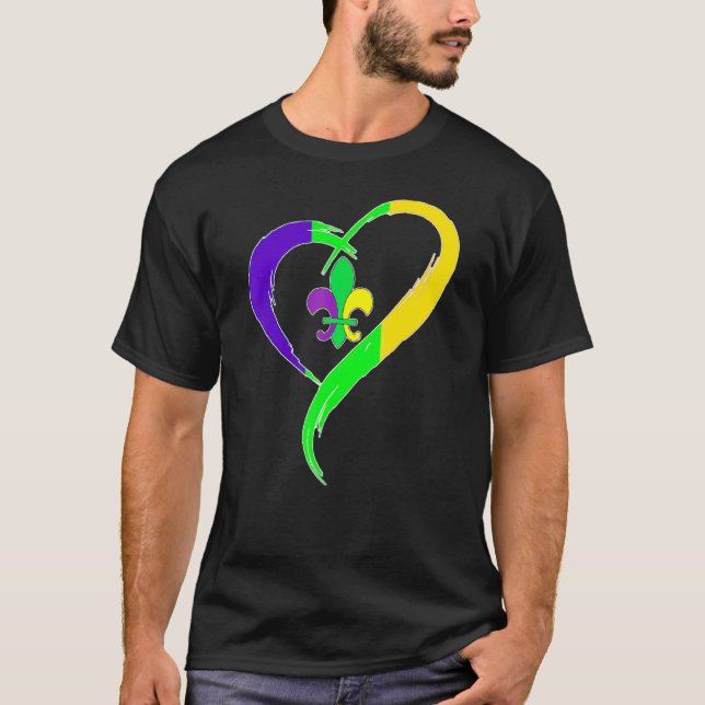 Heart Funny Fleur De Lis Cute Mardi Gras Women T Shirt (Framsida)