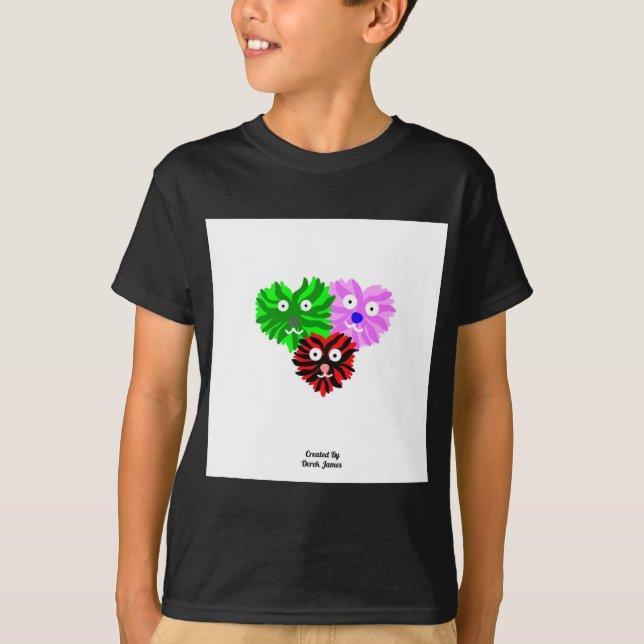 Heart Fuzzies Boys Black Basic T Shirt (Framsida)