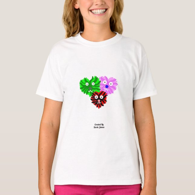 Heart Fuzzies Girls White Basic T Shirt (Framsida)