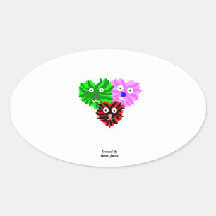 Heart Fuzzies Oval Sticker Ovalt Klistermärke