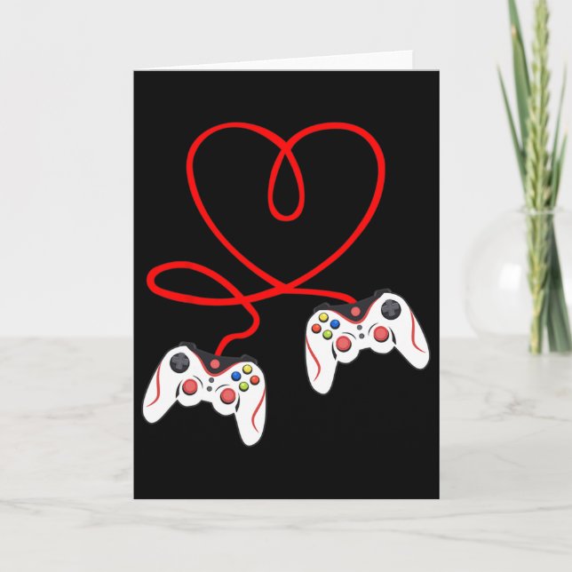 Heart Game Controllers Video Gamers Gaming Valenti Kort (Framsida)