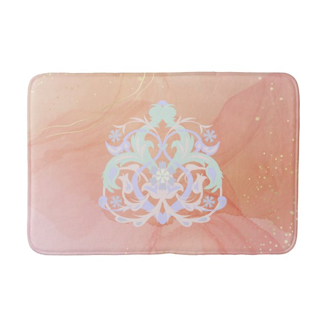 Heart Garden – Blue & Green Floral Design Badrumsmatta (Framsidan)