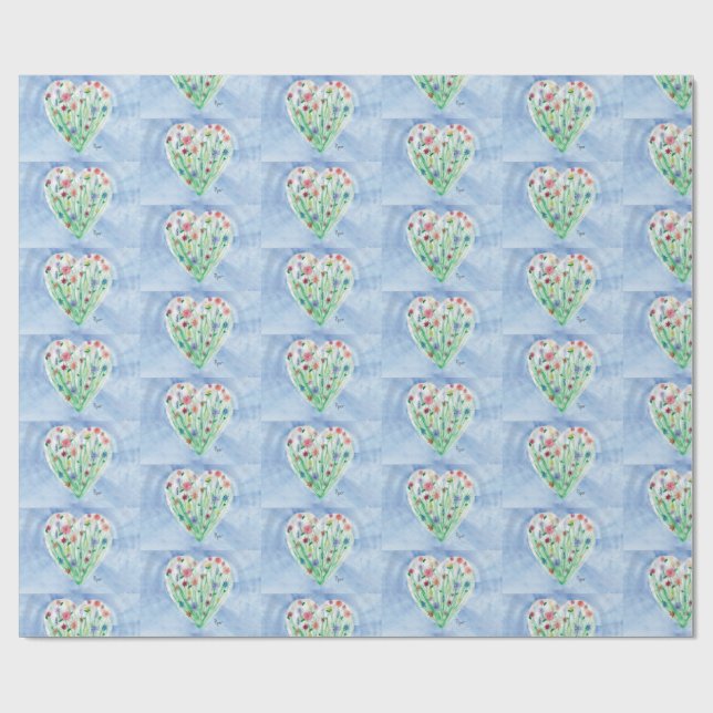Heart Garden - Kids Art for CHOC Wrapping Papper Presentpapper (Platt)