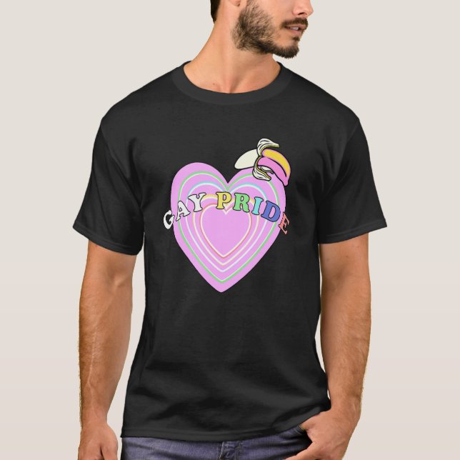 Heart Gay pride Banana Lgbtq+ Parad Queer Lesbisk T Shirt (Framsida)