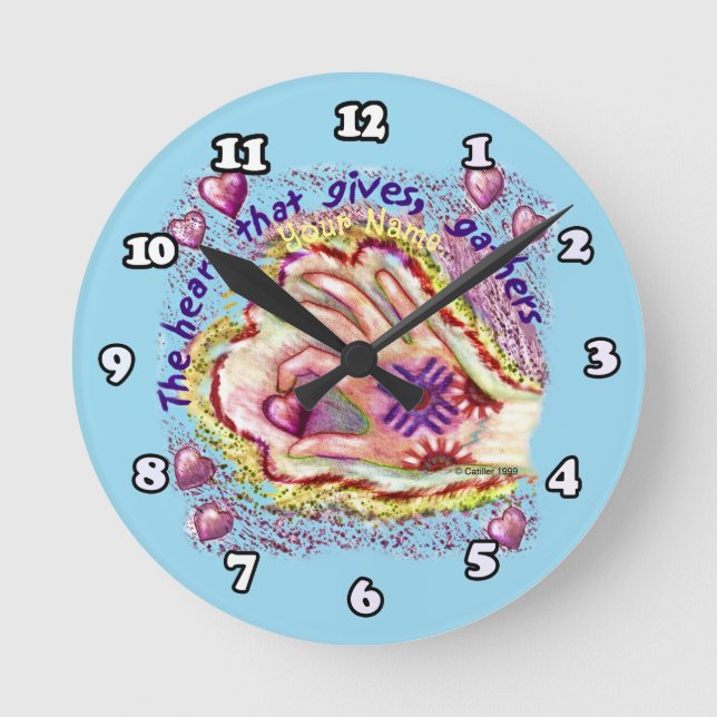 Heart Ge Clock Rund Klocka (Framsida)