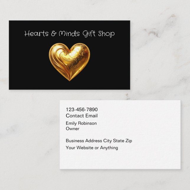Heart Gift And Crafts Shop Business Cards Visitkort (Fram/baksida)