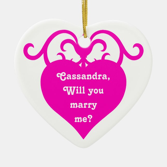 Heart giftermål frieri julgransprydnad keramik (Framsidan)