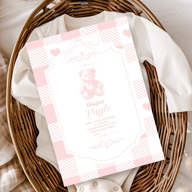 Heart Gingham Fransk Teddy Diapper Raffle Tilläggskort (Skapare uppladdad)
