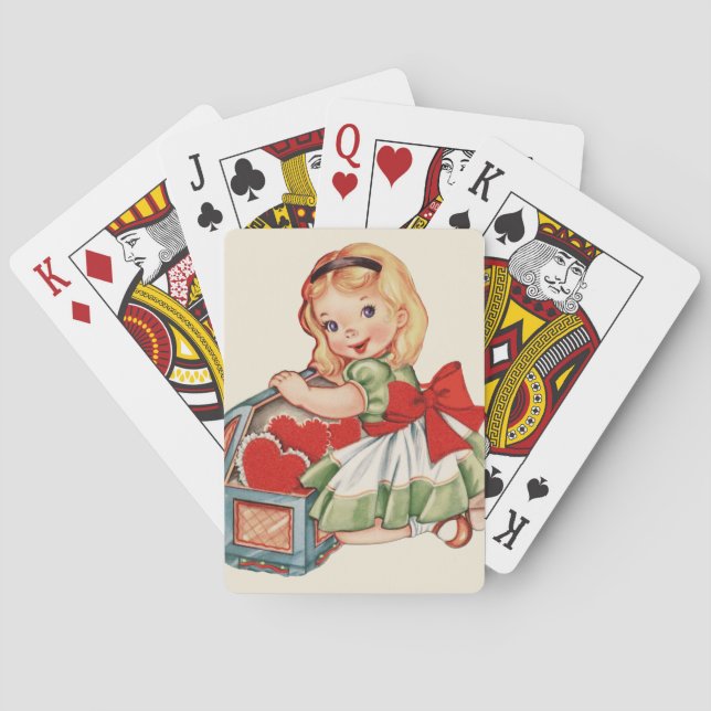 Heart Girl Child Retro Cute Children Casinokort (Baksidan)