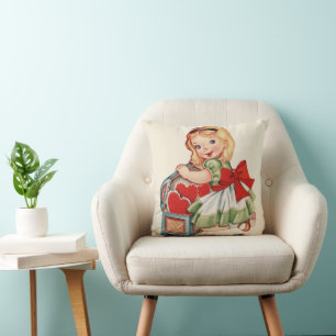 Heart Girl Child Retro Cute Children Kudde