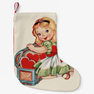 Heart Girl Child Retro Cute Children Liten Julstrumpa