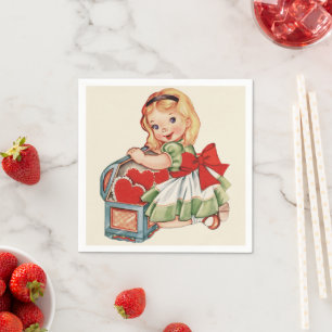 Heart Girl Child Retro Cute Children Pappersservett