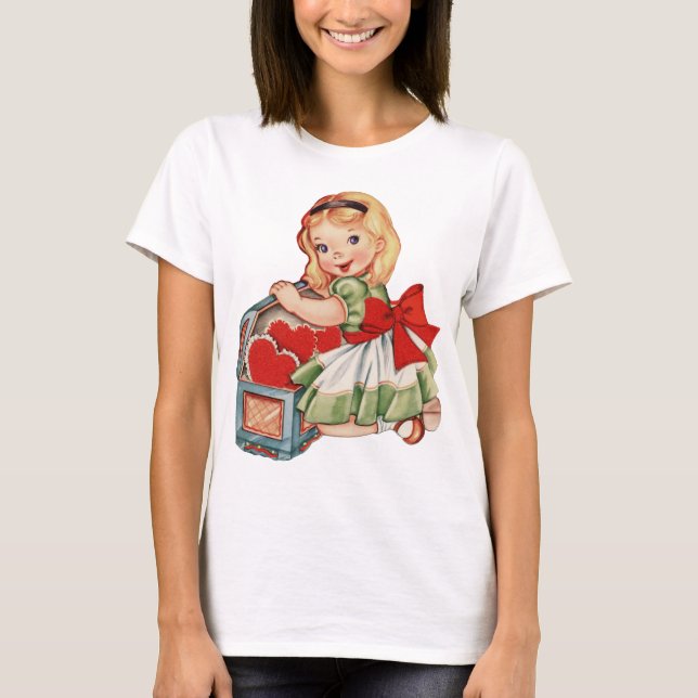Heart Girl Child Retro Cute Children T Shirt (Framsida)