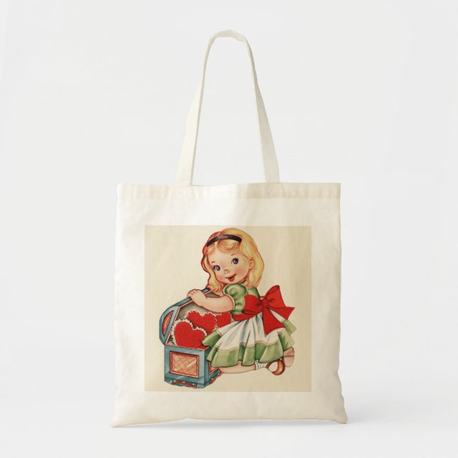 Heart Girl Child Retro Cute Children Tygkasse (Framsidan)
