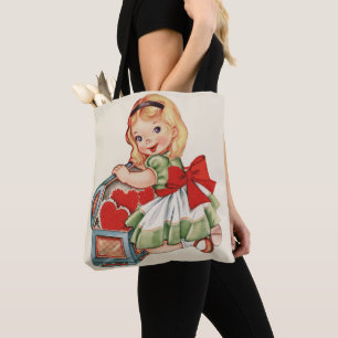 Heart Girl Child Retro Cute Children Tygkasse
