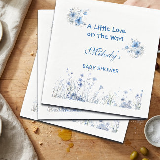 Heart Glasses Teddy Bear Blue Baby Shower Pappersservett