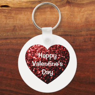 Heart Glitter sparkles Glad Alla hjärtans dag vit Nyckelring