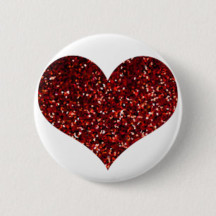 Heart Glittery Red Glitter Gnistra Mönster Bröllop Knapp