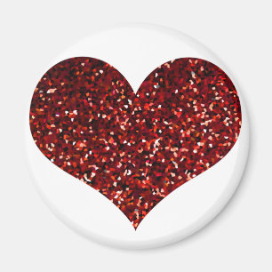 Heart Glittery Red Glitter Sparkly Mönster Bröllop Magnet