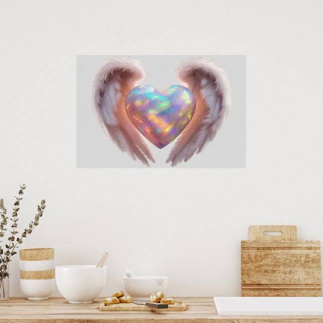 *~* Heart Glowing Angel Vingar AP78 Opal Poster (Kök)
