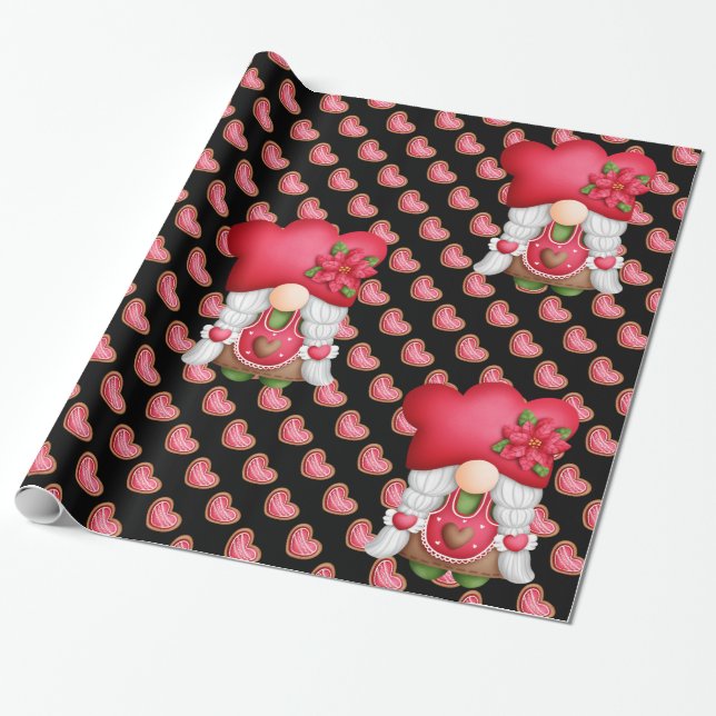 Heart Gnome Customize Färg Presentpapper (Utrullad)